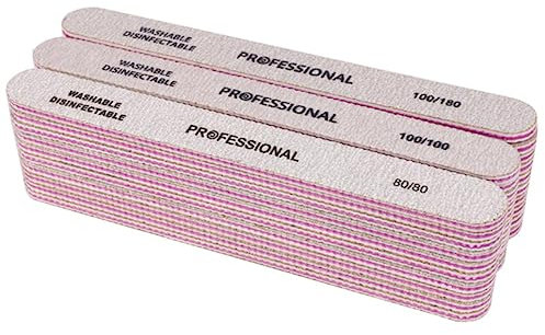 50 Pcs/lot lime à ongles Double face 80/80 tampon 100/100 100/180 lime à ongles tampon bloc polisseuse droite manucure polissage fichiers-MIX