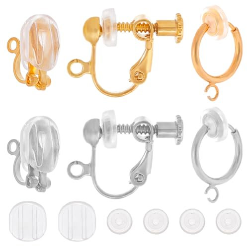 SUNNYCLUE 1 Box 48 Stück Ohrring Konverter Clip On Ohrring Zubehör Große Silikon Ohrring Pads 24 Stück Ohrring Kissen 24 Stück Hypoallergene Clip On Ohrring Konverter Komponenten Für Nicht Durchbohrt