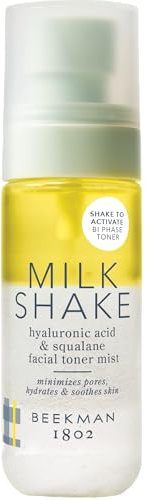 Beekman 1802 Milk Shake Hydrating Face Mist – Setting Spray & Milky Toner with Hyaluronic Acid & Squalane – Facial Toner & Face Spray – Lightweight Hydration, Minimizes Pores, Travel Size