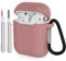 KOKOKA Case Cover Compatible with Airpods 2 with Cleaner kit, Premium Soft Silicone Skin Case Cover Shock Absorbing Protective Case for Airpods 2nd Generation with Carabiner, Bean Pink