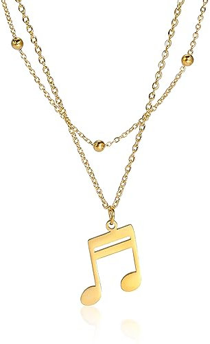 EUEAVAN Collier de notes de musique pour femme Clef de sol Pendentif notes de basse Bande son Cadeau pour amoureux de la musique Bijoux Clef de sol Minimaliste (Or 1)