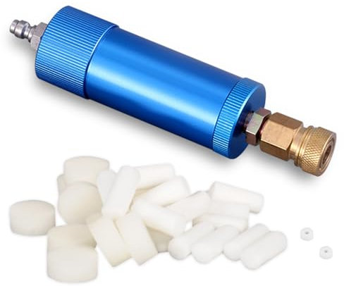 PCP Air Compressor Filter Dryer 4500Psi 30Mpa, High Pressure Pump Oil Water Seperator for PCP Rifle, Air Guns, SCUBA Cylinders Tank, with Quick Connector, Filtration Replacements (small blue)