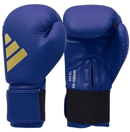 adidas Guanti da boxe Speed 50, per adulti, boxe 14 oz, guanti punching comodi e durevoli, blu