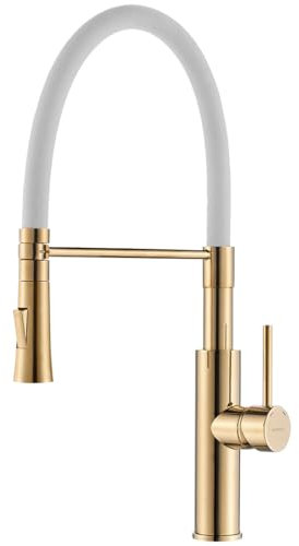 KOLMAN Wasserhahn Küche Spültischarmatur Silber-Schwarz SHIRE Küchenmischer Höhe (Weiß-Gold)