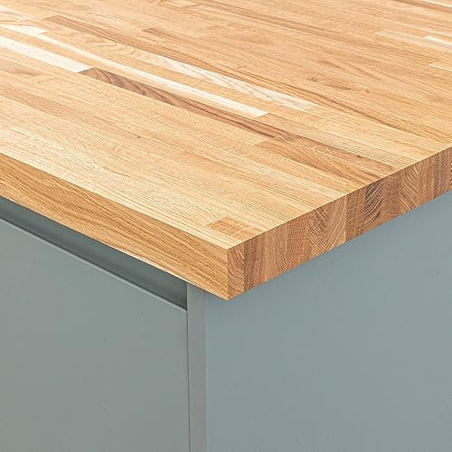 domli Solid Oak Kitchen Worktop | 2000mm x 960mm x 40mm | Premium Wood Worktops | Oak Wooden Timber Counter Tops | Cut to Size Customisation Available | Real Wood Block Stave Kitchen Countertops