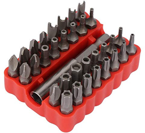 Broca de Destornillador Hueca, 33 en 1 Puntas de Tornillo de Estrella Cruzada Hexagonal Varilla de Extensión Brocas de Grado Industrial Kit de Herramientas de Reparación Profesional