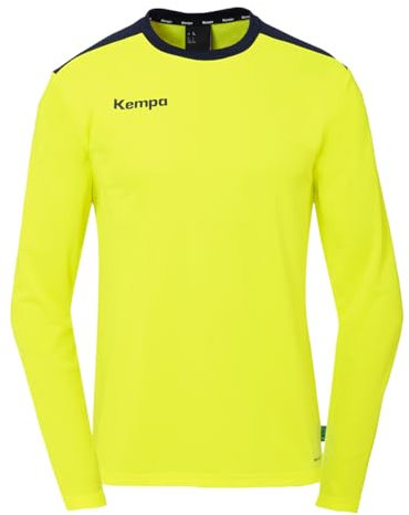 Kempa Unisex Emotion 27 Langarmshirt Sweatshirt, Fluo Gelb/Marine, 152 EU