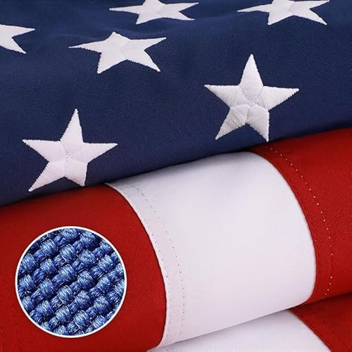Amerikanische Flagge, 90 x 152 cm, Deluxe-Serie, strapazierfähiges gesponnenes Polyester, Allwetter-US-Flagge, USA-Flagge mit gestickten Sternen, genähten Streifen, langlebige USA-Flaggen für den