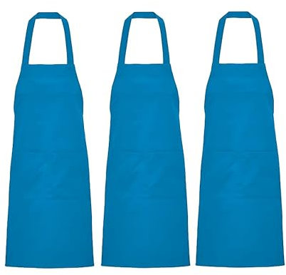 Koisas Kasa - 3 Piezas Delantal Chef com 2 Bolsillos, Delantal de Restaurante para Barbacoa Cocinar Hornear Pack 3 Delantales Unisex para Pintura 88 x 92 cm (Azul Claro)