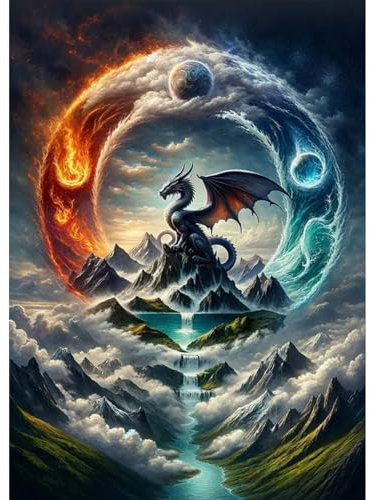 TOSTOG 5D Diamond Painting für Erwachsene,Drachen Diamant Painting Kits Bilder,Diamant Malerei DIY Diamond Painting Bilder Set 30x40cm für Wanddekor