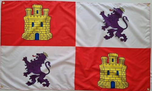 Bandera de Castilla y Leon, reforzada con 4 ojales, 150cm x 90 cm (Castilla y Leon) Ideal balcones MateyCo
