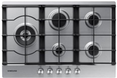 Samsung 5 Burner Gas Hob NA75D3030AS/EU with Cast Iron Grates, Stainless Steel
