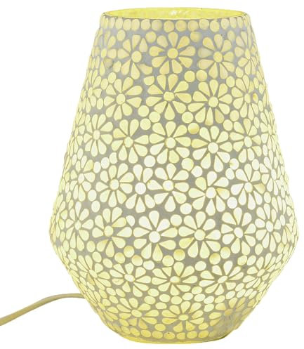 Marrakesch Boho Deko Tischlampe Nachttischlampe | Deko Aesthetic Tischleuchte Lampe im Wohnzimmer Schlafzimmer & Kinderzimmer | Moderne Tischleuchte Fikus -1- aus Mosaik