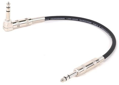 Guitar Audio Cable 6.35mm To 6.35mm Stereo Output Cord 6.5 To 1/4'' Straight To Right Angle Speaker Amp Cable For Guitar Keyboard(Black,10m)
