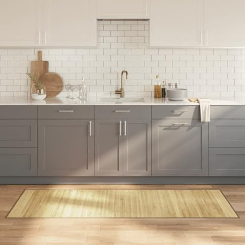 ZEYUAN Teppich Rechteckig Hell Natur 70x200 cm Bambus, Teppich Schlafzimmer, Teppich Wohnzimmer, Carpet Bedroom, Büroteppich, Teppischwhonzimmer - 376873