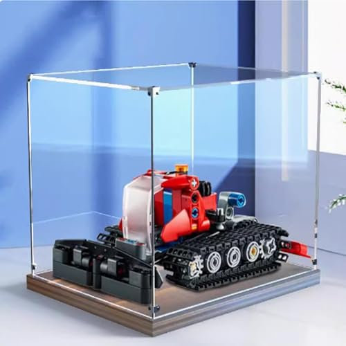 Espositore in acrilico, per modelli Lego 42148, antipolvere, trasparente, da collezione, (solo scatola espositiva) (base in noce)