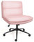 naspaluro Criss Cross Legged Office Chair with Wheels PU Leather Armless Desk Chair Height Adjustable Swivel computer Chair with Double-layer Backrest and Seat for Bedroom and Home Office - Pink