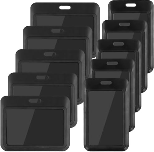 10 Pièces Porte-Badges Coulissants en Plastique, 5 Verticaux + 5 Horizontaux, Porte-Cartes d'Identité avec Fenêtre Transparente, pour Bureau école Usine Hôpital Permis de Conduire