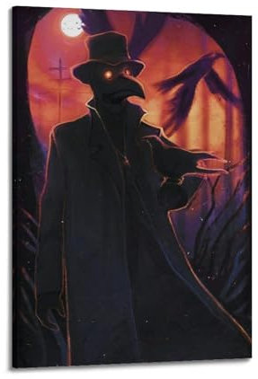 GBHEVEWV Plague Doctor Kunstposter, dekoratives Gemälde, Leinwand, Wandposter und Kunstdruck, moderne Familienschlafzimmer-Dekoration, Poster, 60 x 90 cm