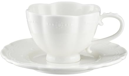 VILLA ITALIA Porzellan Teetasse 200 ml TIFFANY Floral - Porzellan Tasse für Tee, Elegantes und Modernes, Mikrowellen und Spülmaschinenfest