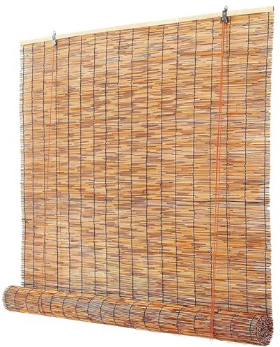 Bambusrollo Wetterfest Sichtschutz Balkon Sonnenschutz Fenster Außen Outdoor Rollo Bambus Natürlicher Schilf Vorhang für Balkon und Garten 50 75 90 100 125 140 160 180cm
