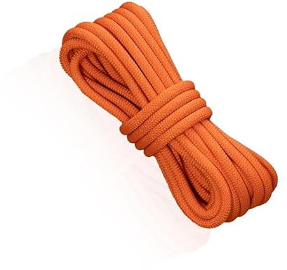 Corde d'escalade statique 10 mm de diamètre différents mètres de long couleur orange pour l'alpinisme alpinisme descente spéléologie canyoning voilier ressort traction poulie (30 m)
