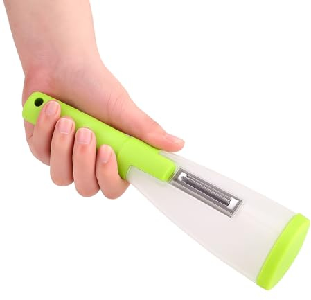 Lotas Italy - Pelacarote Multifunzionale in Acciaio Inox | Pela Carote | Pela Verdure | Contenitore Raccogli-Bucce | Utensile da Cucina Lavabile in Lavastoviglie | per Verdure e Frutta