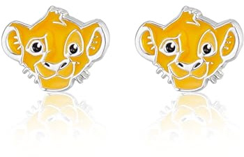 Disney Der König der Löwen Ohrstecker, aus 925er Sterlingsilber mit gelber Emaille, für Damen und Mädchen, Fertig zum Verschenken, Offizieller Disney Schmuck