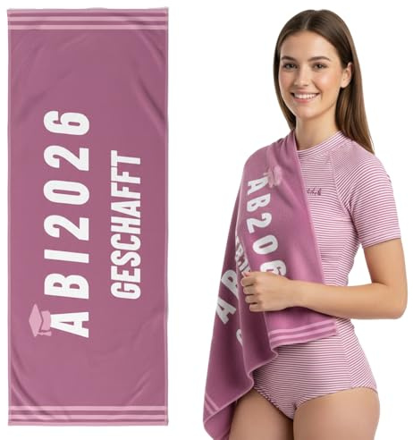 Scinzene Strandtuch Mikrofaser ABI 2026, Doktorhut Abitur 2026 Geschenke, Weiches Badetuch als Bachelor Geschenk Alternative, Geschenk zum Abitur Mädchen Abschluss Deko Hellviolett 80x160cm