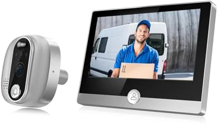 Vibsky WLAN Türspion mit 4,3 Zoll Farbbildschirm, 1080P HD, 167° Ansicht, PIR Bewegungserkennung, Alexa kompatibel, 5000mAh Akku, 2,4 GHz, Silber