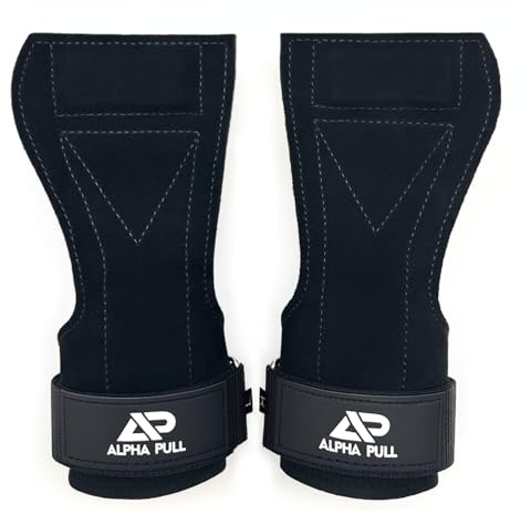 ALPHA PULL® Straps Gym con Gancho de Cuero - Correas Levantamiento de Pesas para Lifting, Fitness, Gimnasio, Sport