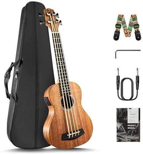 Caramel CUB402 Electric 30inch All Solid Wood Mahogany Ukulele Bass - Tuned as E-A-D-G