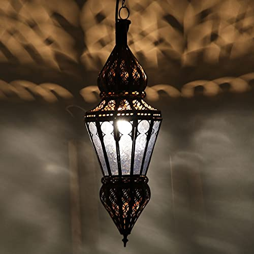 Casa Moro Marokkanische Hängeleuchte orientalische Lampe Laterne Deckenlampe Wohnzimmer Wand-Deko Esszimmer Maritimer Stil Blau Nura L1213