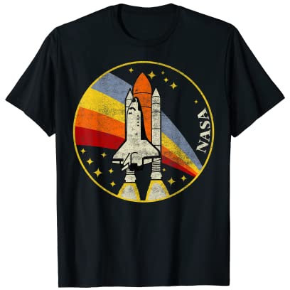 NASA Shuttle Launch Into Rainbow Premium Graphic , Kurzarm, T-Shirt