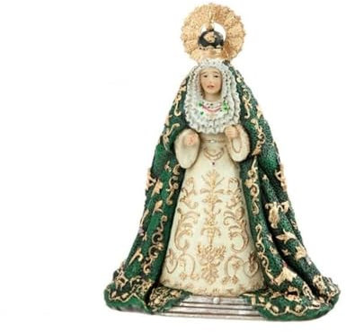 DRW Virgen de la Macarena Verde de Resina Pintada a Mano de 10 cm