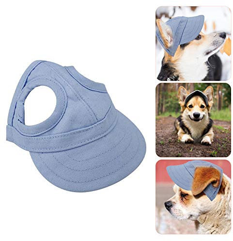 Baseballmütze für Haustiere, Hunde Mütze Hund Sport Hut Hunde Sonnenhut Einstellbare Streifen Sommer Reise Hut mit Ohrlöcher(M-Blau)