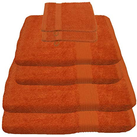 Julie Julsen 6 TLG Handtuchset 2 Badetücher 2 Handtücher + 2 Waschhandschuhe gratis Reine Baumwolle über 30 Farben Terracotta