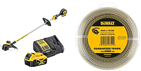 DEWALT - Coupe-Bordures Brushless XR 18V 5Ah Li-ION - DCM561P1-QW - 33 cm & XR LI-ION Câble électrique de Rechange pour débroussailleuses DeWalt DCM561P1/DCM561PB - 15,2 m x 2,0 mm - 18 V
