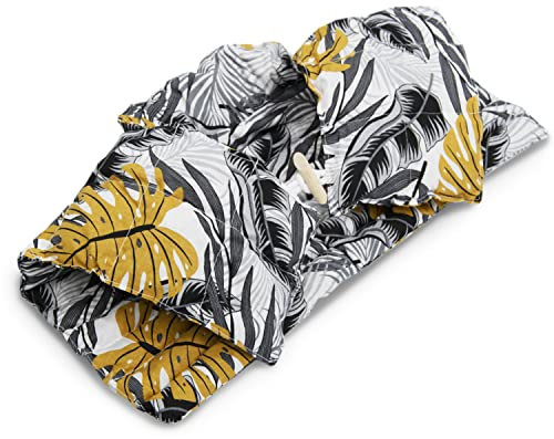 Amilian Nackenhörnchen mit Rückenteil und Stehkragen für Nacken Rücken Kirschkernkissen Wärmekissen Nackenwärmer Nackenkissen Körnerkissen Wärmekompresse Monstera Grau Senfgelb