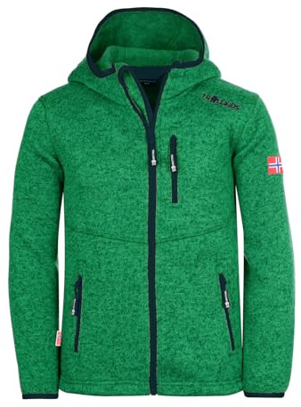 Trollkids Kids Jondalen Jacket XT | Warme Kapuzenjacke aus Strickfleece, Zwei Hüfttaschen und eine Brusttasche, Modische Akzente durch Kontrast und Details