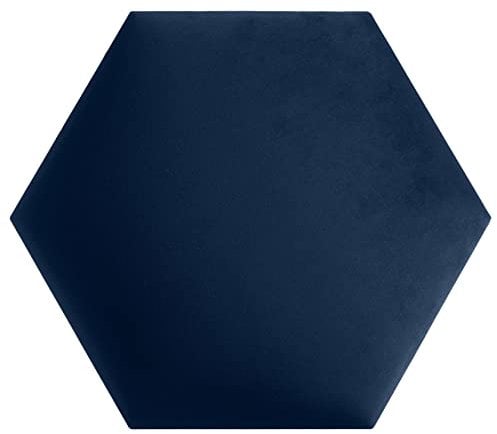 softwalls Wandkissen Hexagon Stoff mit 50mm Polsterung - Bett Kopfteil Wandpolster - Wandverkleidung - Wandpaneele | 40 x 34.5 Blau