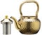 SANQIAHOME Teiera in acciaio INOX con Filtro, 1,2 litri, Adatta a Piano di Cottura a induzione, Oro Stile vintage