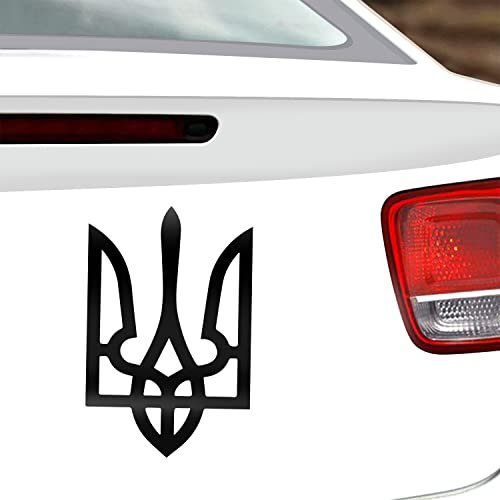 Leniutor Ukraine Wappen-Vinyl-Aufkleber, 2 Stück, reflektierend, Tryzub Ukrainisches Dreizack Auto-Aufkleber wasserdicht Ukraine-Aufkleber für Autos Stoßstange Heckscheibe-Aufkleber (Schwarz)