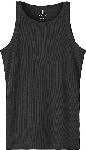 NAME IT Mädchen NKFKAB SL Slim TOP NOOS Ripptanktop, Black, 134/140