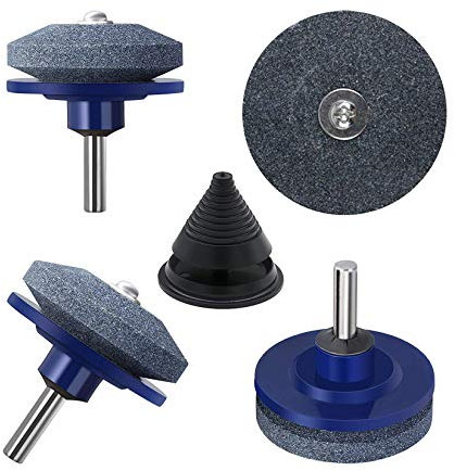 IRmm Rasenmäher Klingenschärfer für Bohrer, Rasenmäher Klingenschärfer Kit mit Klingenausgleich, Rasenmäher Schärfer Schleifer Rad Stein für die meisten Bohrmaschinen Handbohrer