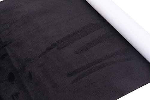 Panngu Tessuto autoadesivo nero, Pellicola estensibile in microfibra, Vellutata in finta pelle scamosciata per auto/cassetto portagioie/quadro per foto a pavimento (100cm x 140cm).