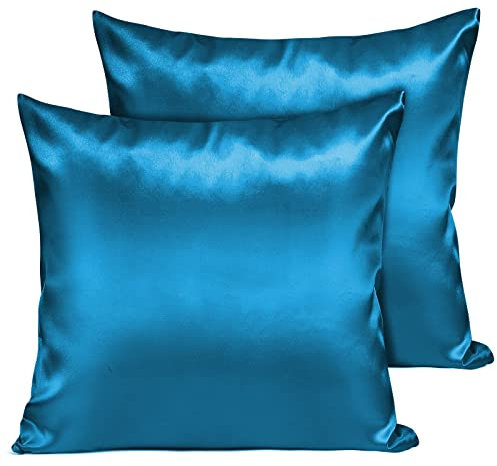 Joyhabit Luxus Satin Seiden Kissenbezug 80x80 cm, Königsblau, 2er Set Superweicher & Glatter Kopfkissenbezug, Hautschützend für Tiefen Schlaf