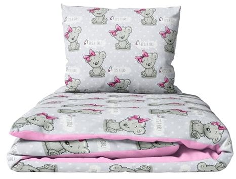 2 Piece Baby Children Quilt Duvet & Pillow Set 120x90 cm to fit Toddler Cot Bed (It's a Girl)
