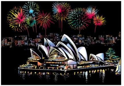 HOMSFOU Handgemaltes Kratzbild Für Stressabbauendes DIY-bastelset Umweltfreundliches Mit Sydney Opernhaus Für Kreative Entspannung Und Dekoration