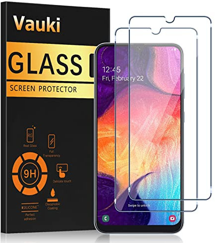 Vauki Lot de 2 Verre Trempé pour Samsung Galaxy A50/A30S/A50s, Protection Écran Dureté 9H HD Transparent Glass pour Samsung A50 6.4, Film Anti Rayures Sans Bulles
